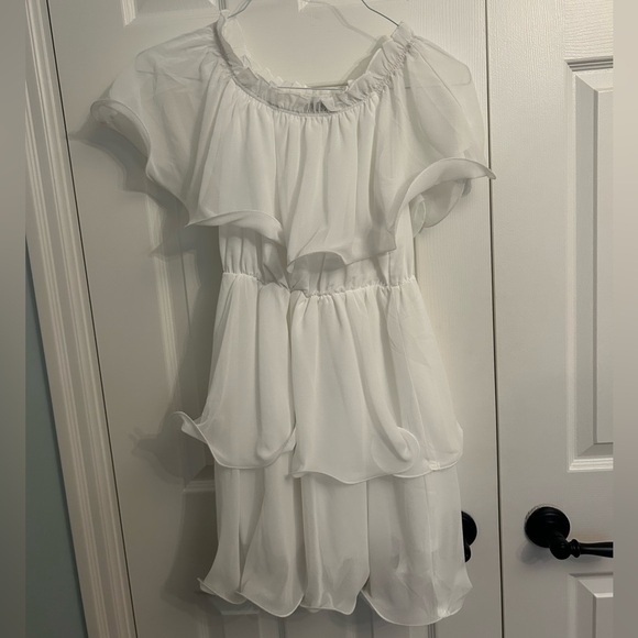 PrettyLittleThing White Ruffle Dress - Picture 2 of 5